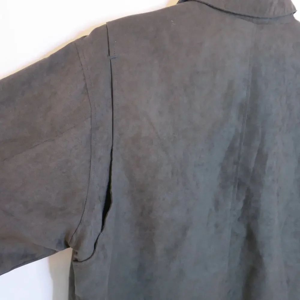 VINTAGE *NWT* KENPO Faux Suede Jacket Size M Men Lined Zipper Green 90s Y2K